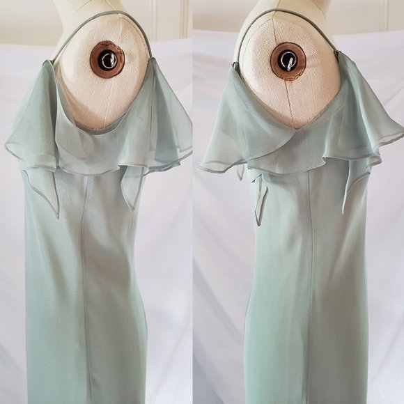 SALE Sage Green sheath gown prom bridesmaid dress 8P - Picture 4 of 9